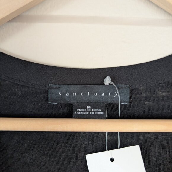 NWT Sanctuary Black Linen Relaxed Fit V-Neck Tee Casual‎ Comfy Minimal Layer M - Picture 5 of 8